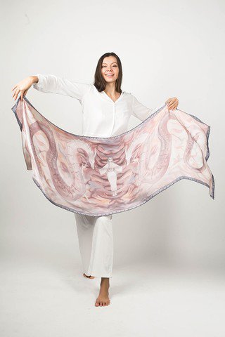 Silk scarf "Misty Draconia" фото 1 — mindmachine.ru